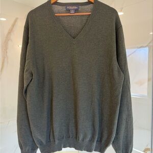 Brooks Brothers Merino Wool Blend V-Neck Sweater Dark Green Size L